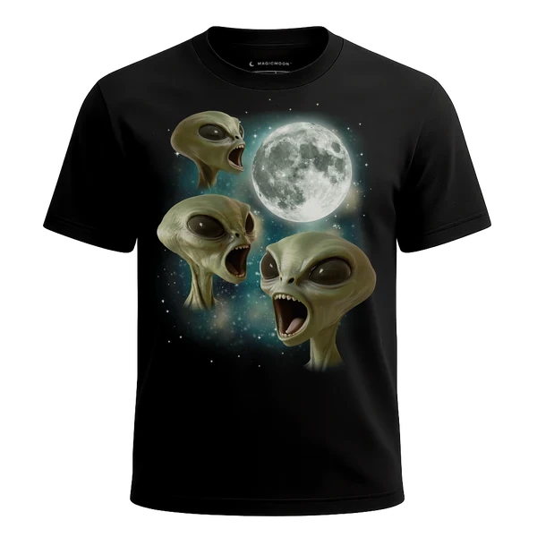 Three Alien Moon cosmic t-shirt