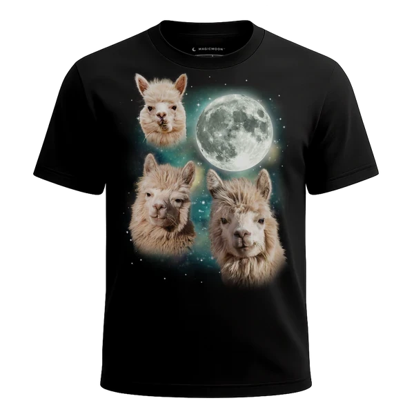 Three Alpaca Moon cosmic t-shirt