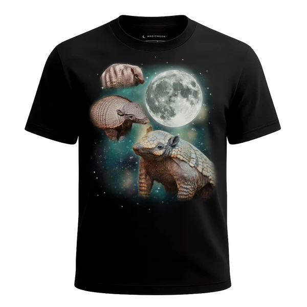 Three Armadillo Moon cosmic t-shirt