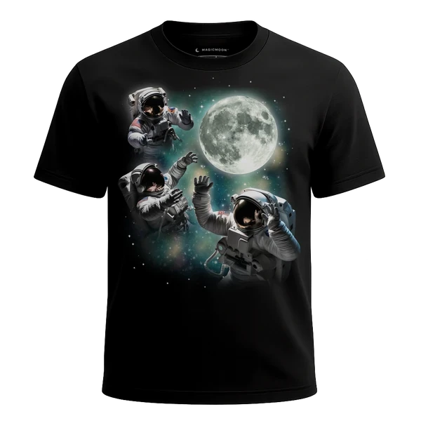 Three Astronaut Moon cosmic t-shirt