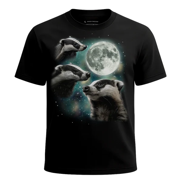 Three Badger Moon cosmic t-shirt - MagicMoon moon-channeled design