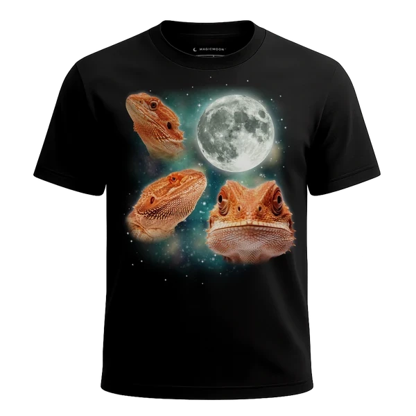 Three Bearded Dragon Moon cosmic t-shirt