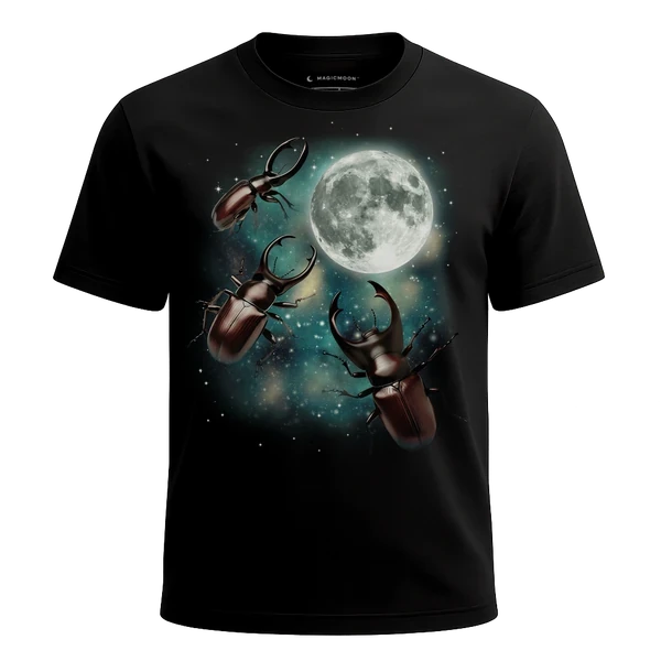 Three Beetle Moon cosmic t-shirt