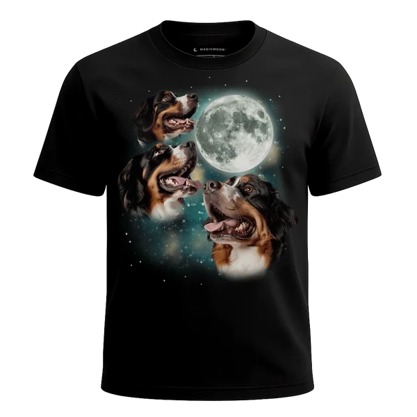 Three Bernese Mountain Dog Moon cosmic t-shirt