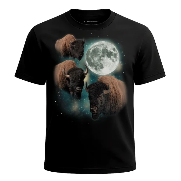 Three Bison Moon cosmic t-shirt