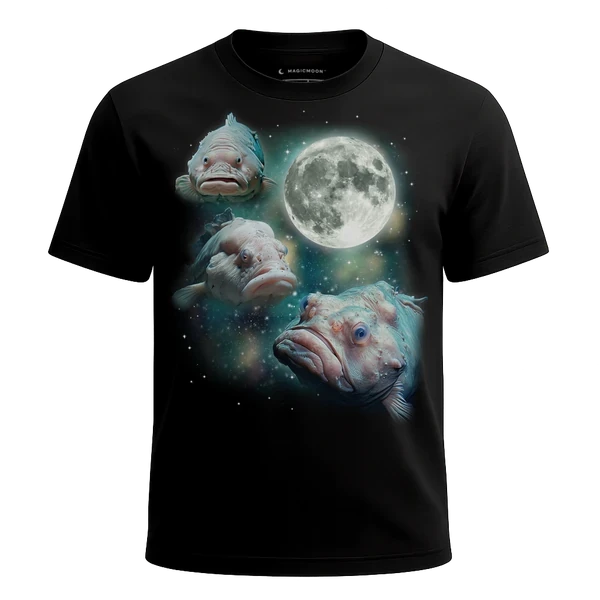 Three Blobfish Moon cosmic t-shirt