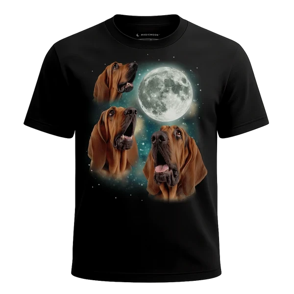 Three Bloodhound Moon cosmic t-shirt