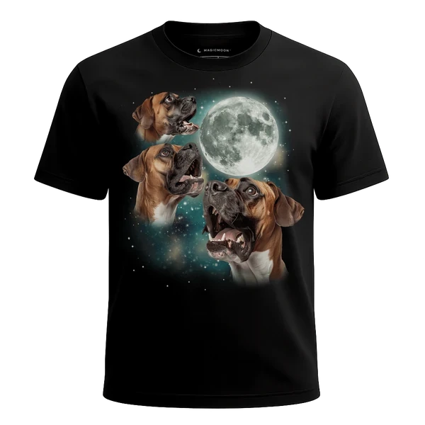 Three Boxer Moon cosmic t-shirt