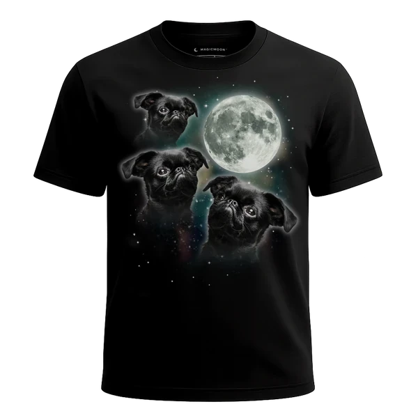 Three Brussels Griffon Moon cosmic t-shirt