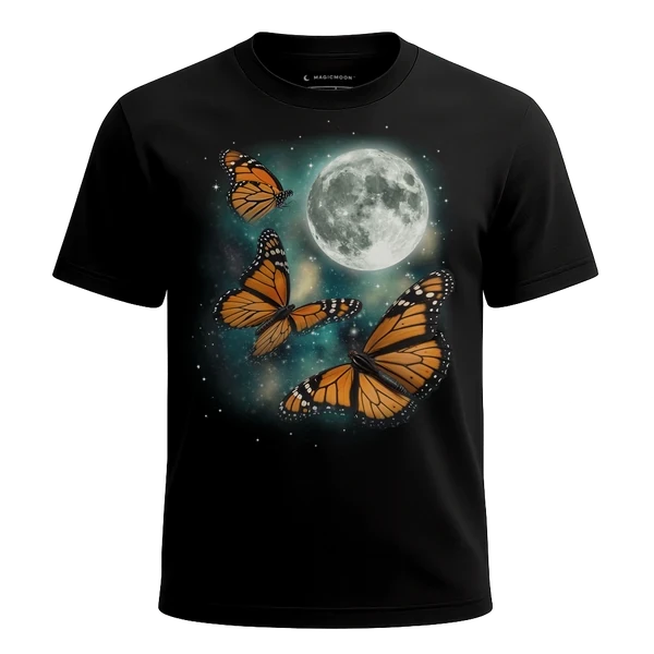 Three Butterfly Moon cosmic t-shirt