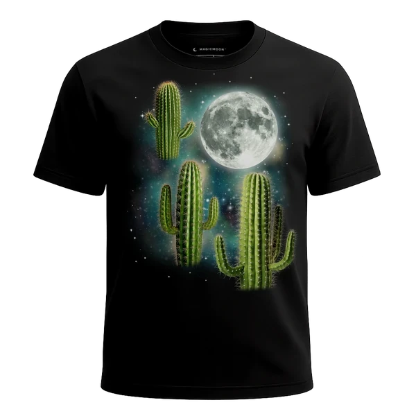 Three Cactus Moon cosmic t-shirt