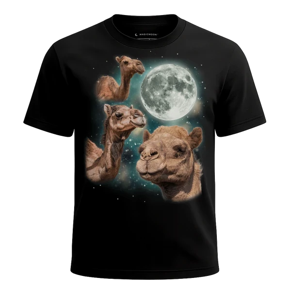 Three Camel Moon cosmic t-shirt