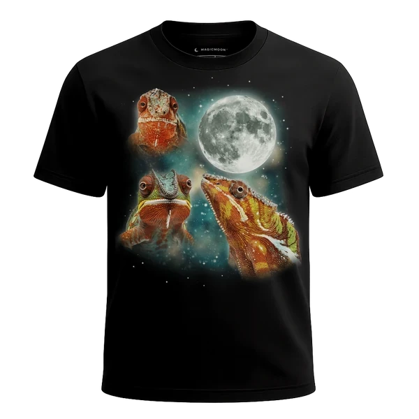 Three Chameleon Moon cosmic t-shirt