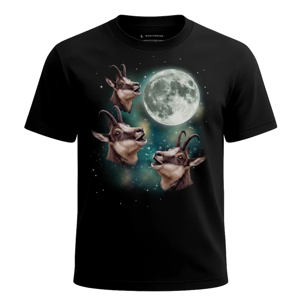 Three Chamois Moon cosmic t-shirt - MagicMoon moon-channeled design