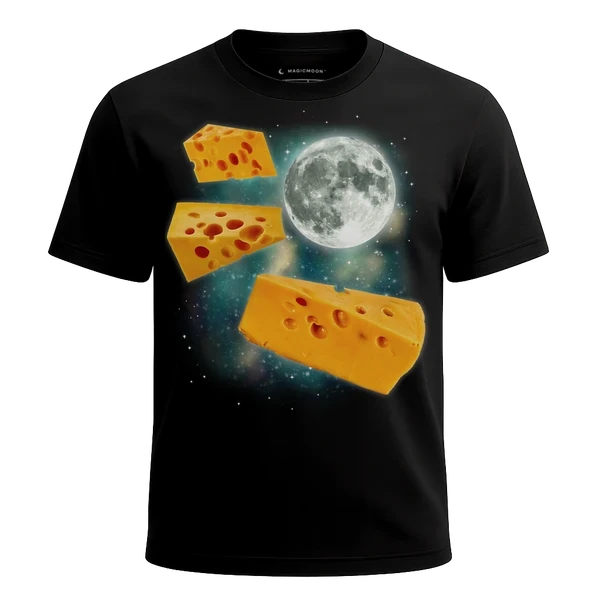 Three Cheese Moon cosmic t-shirt