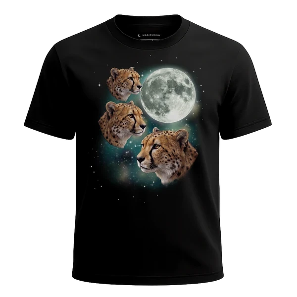 Three Cheetah Moon cosmic t-shirt