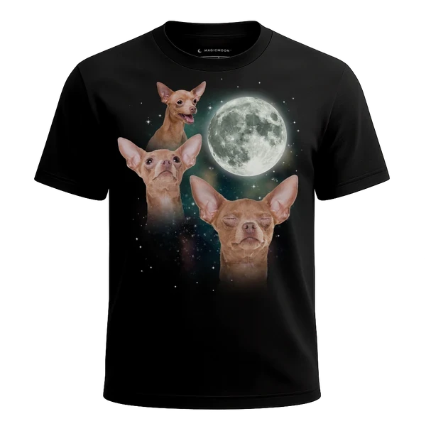 Three Chihuahua Moon cosmic t-shirt