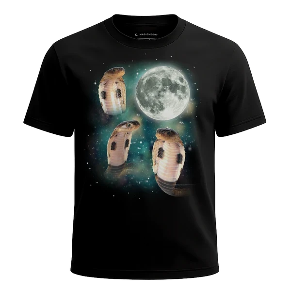 Three Cobras Moon cosmic t-shirt