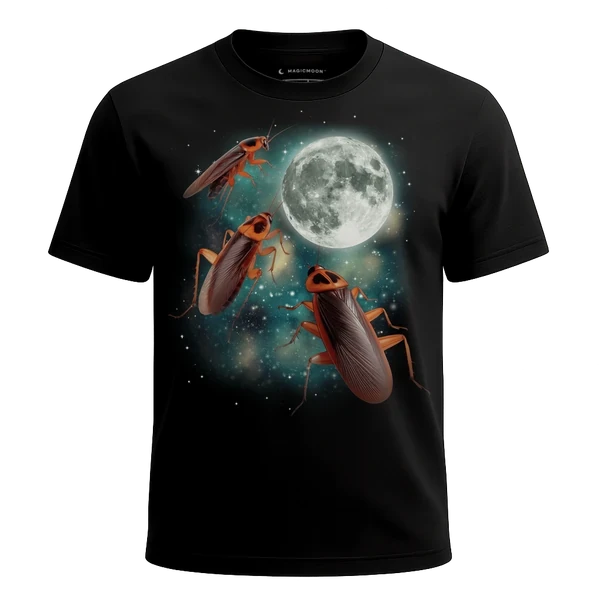 Three Cockroach Moon cosmic t-shirt - MagicMoon moon-channeled design