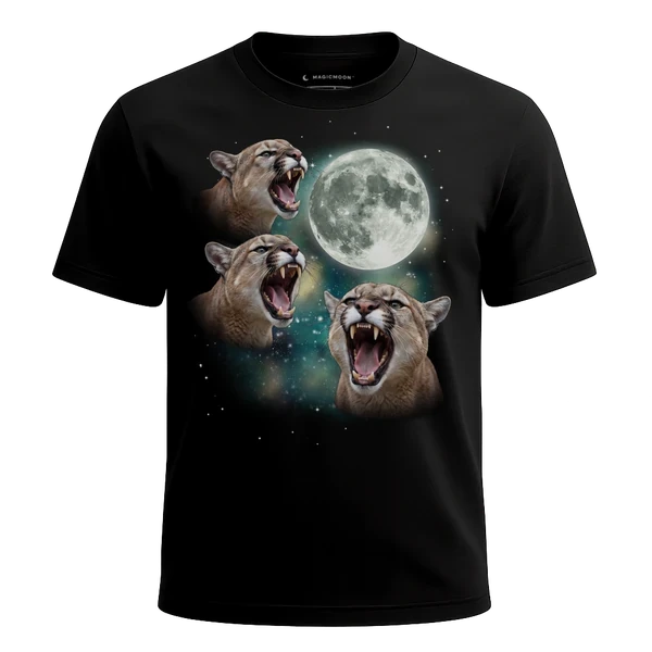 Three Cougar Moon cosmic t-shirt
