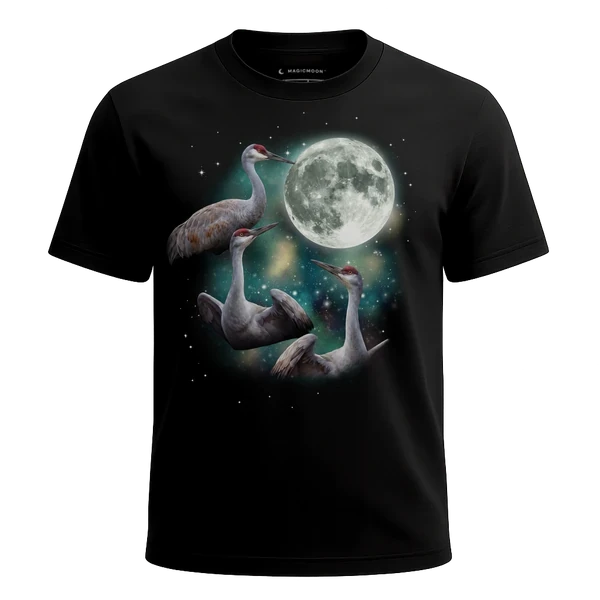 Three Crane Moon cosmic t-shirt