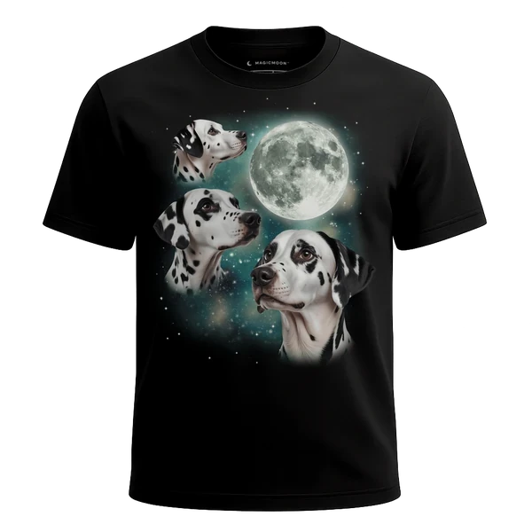 Three Dalmatian Moon cosmic t-shirt