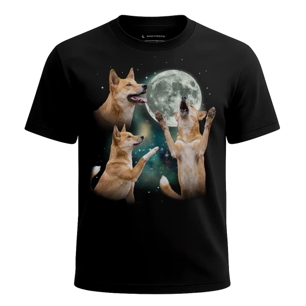 Three Dingo Moon cosmic t-shirt