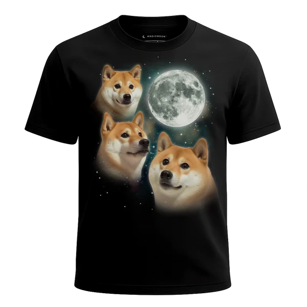 Three Doge Moon cosmic t-shirt