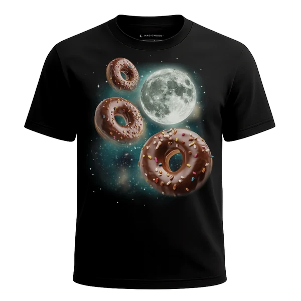 Three Donut Moon cosmic t-shirt