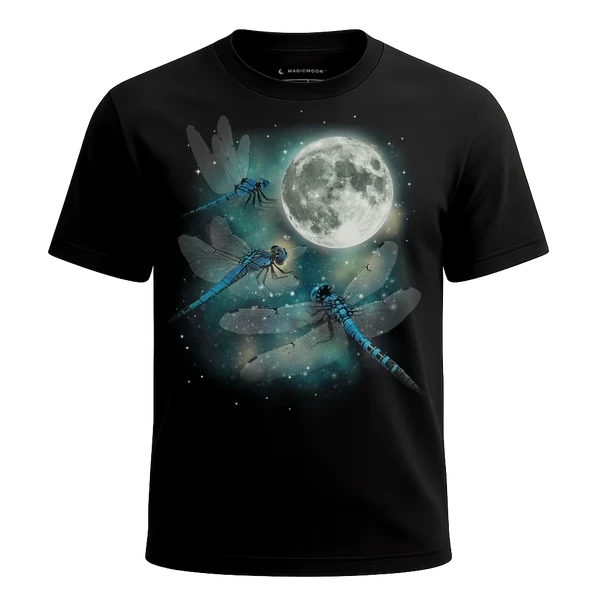 Three Dragonfly Moon cosmic t-shirt