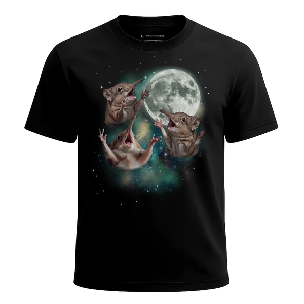 Three Elephant Shrew Moon cosmic t-shirt