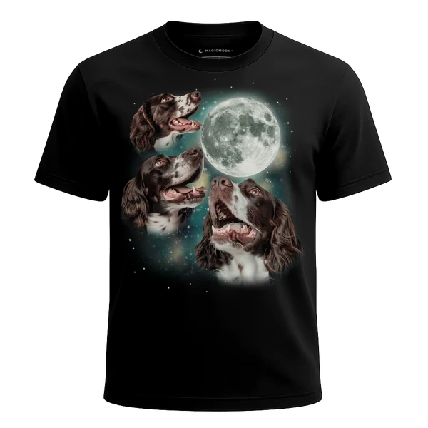 Three English Springer Spaniel Moon cosmic t-shirt