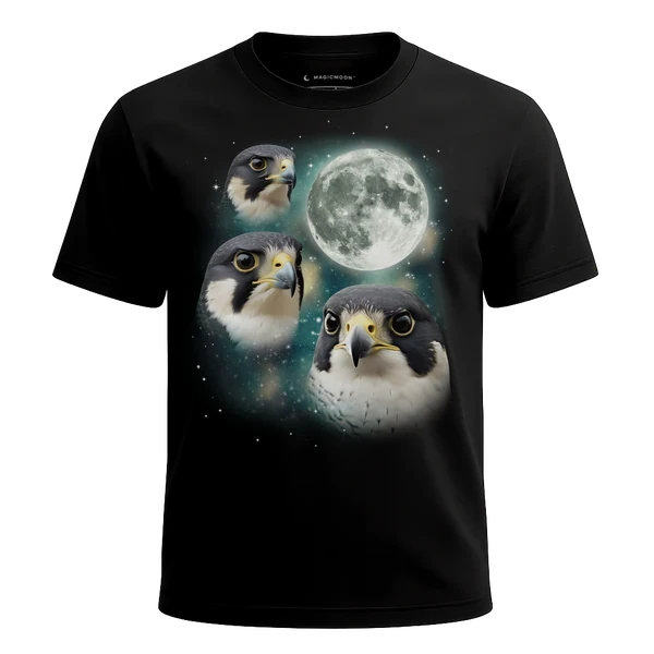 Three Falcon Moon cosmic t-shirt