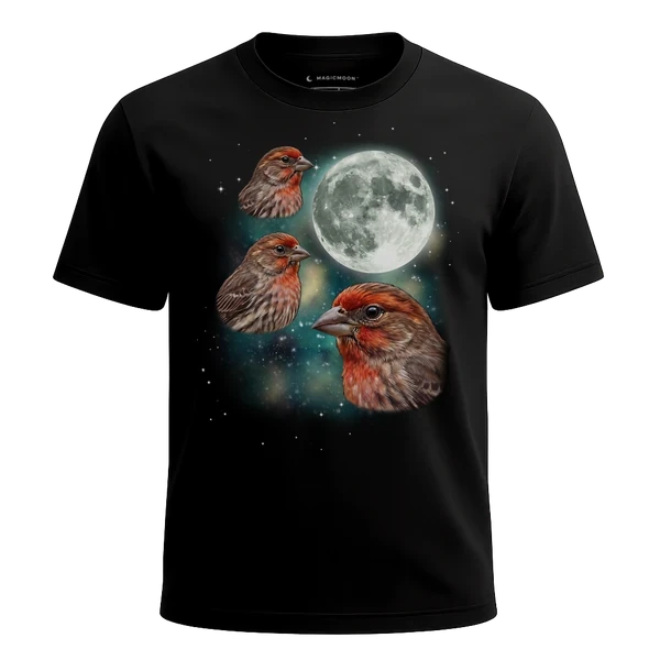 Three Finch Moon cosmic t-shirt