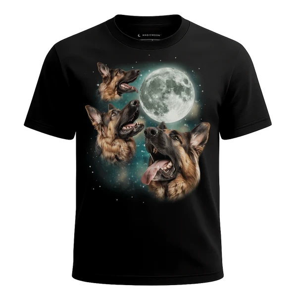 Three German Shepherd Moon cosmic t-shirt