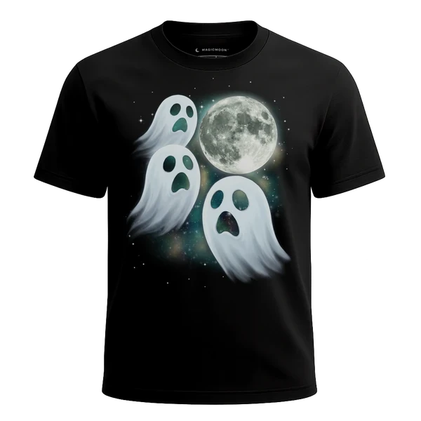 Three Ghost Moon cosmic t-shirt - MagicMoon moon-channeled design