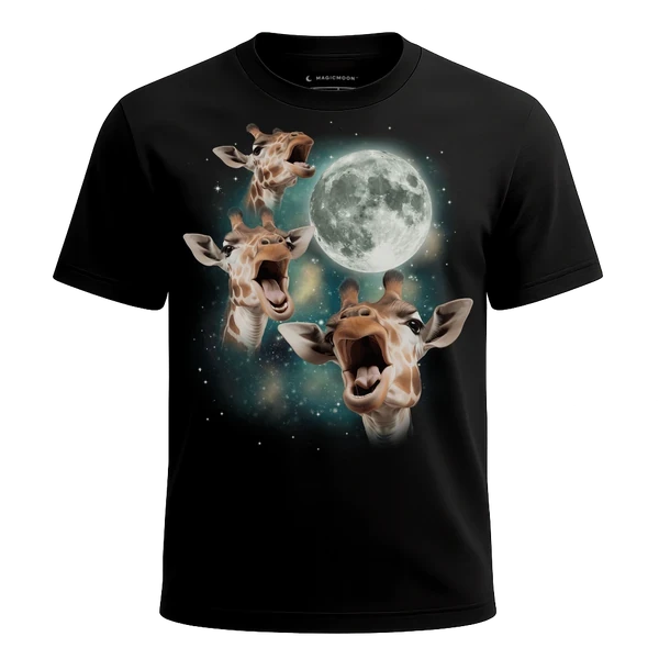 Three Giraffe Moon cosmic t-shirt - MagicMoon moon-channeled design