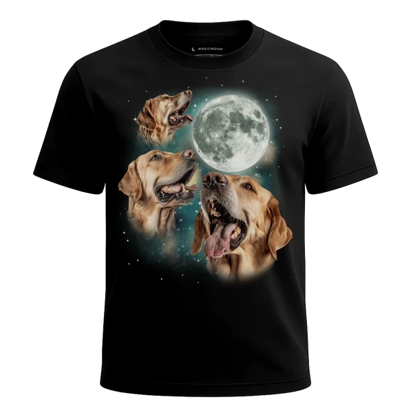 Three Golden Retriever Moon cosmic t-shirt