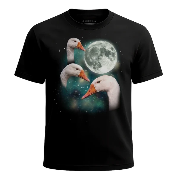 Three Goose Moon cosmic t-shirt