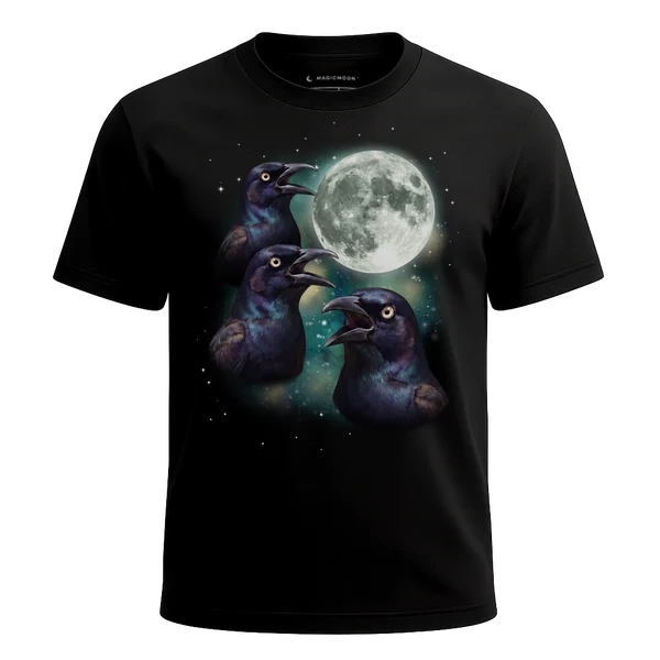 Three Grackle Moon cosmic t-shirt