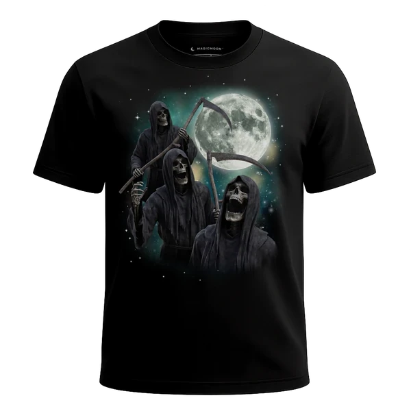 Three Grim Reaper Moon cosmic t-shirt