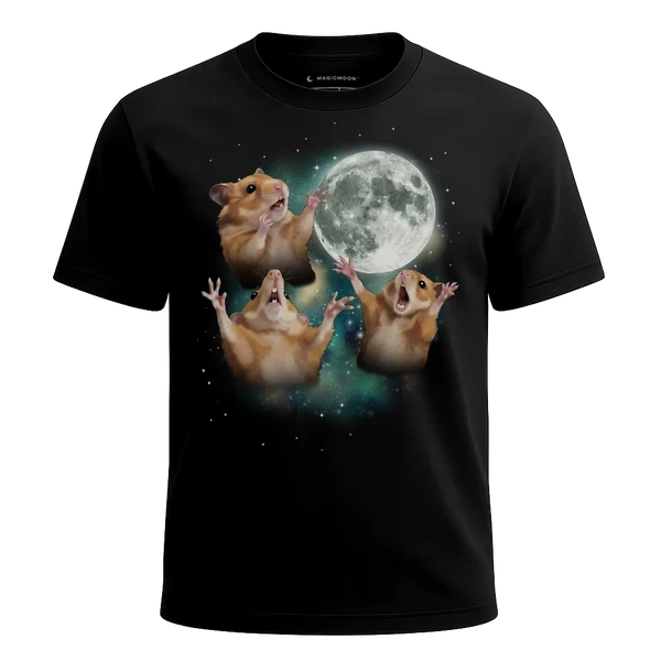 Three Hamster Moon cosmic t-shirt
