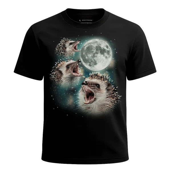 Three Hedgehog Moon cosmic t-shirt