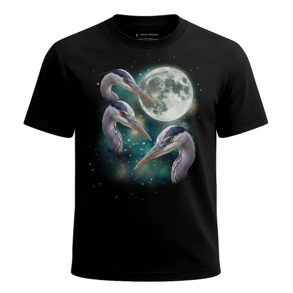 Three Heron Moon cosmic t-shirt