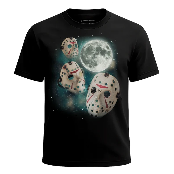 Three Hockey Mask Moon cosmic t-shirt
