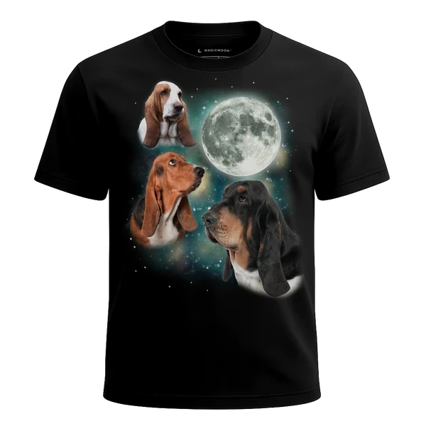 Three Hound Moon cosmic t-shirt - MagicMoon moon-channeled design