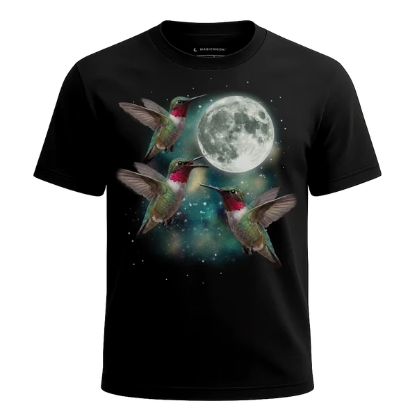 Three Hummingbird Moon cosmic t-shirt