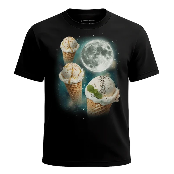 Three Ice Cream Cones Moon cosmic t-shirt