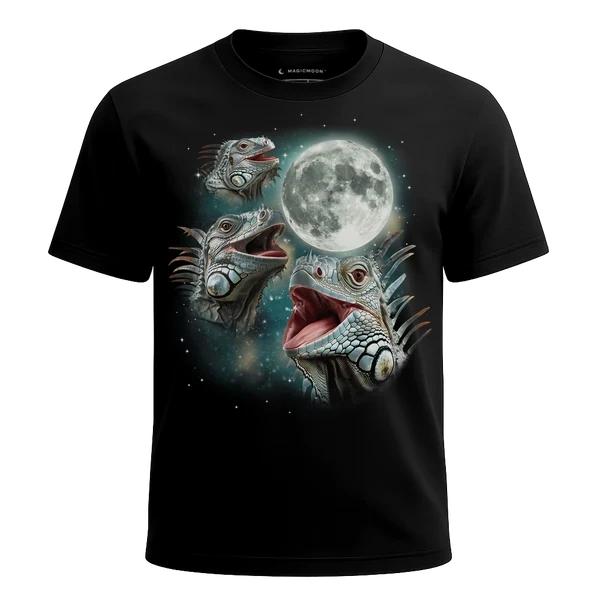 Three Iguana Moon cosmic t-shirt
