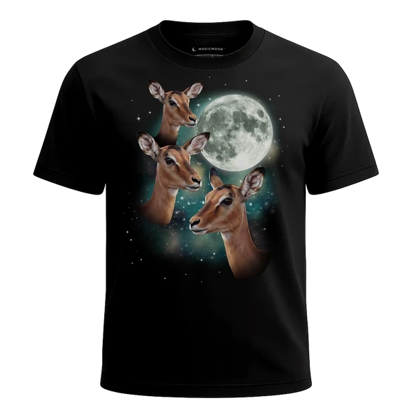 Three Impala Moon cosmic t-shirt - MagicMoon moon-channeled design